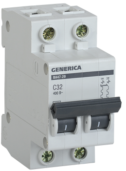 Автомат 2Р ВА 47-29 32 А 4,5кА х-ка С GENERICA ИЭК - картинка 1