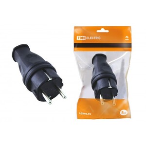 Вилка прямая каучук 2Р+РЕ 16А 250В IP44 TDM - картинка 1