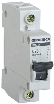 Автомат 1Р ВА 47-29 25 А 4,5кА х-ка С GENERICA ИЭК - картинка 1