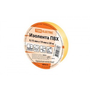 Изолента ПВХ 0,15*19 мм Желтая 20 метров TDM - картинка 1