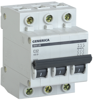 Автомат 3Р ВА 47-29 32 А 4,5кА х-ка С GENERICA ИЭК¶ - картинка 1